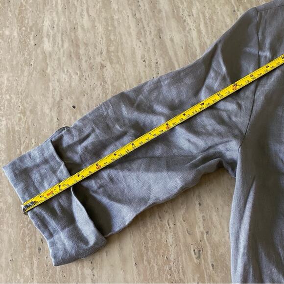 Lightweight Grey Beige 100% Linen Cardigan P16 - Picture 6 of 8